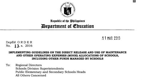 mooe@deped.gov.ph|Guidelines on the Direct Release of Maintenance and Other  .